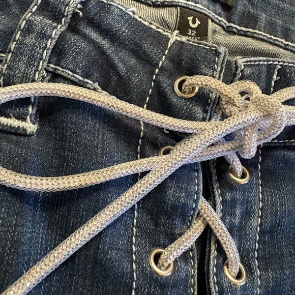 True Religion Billie Mid-Rise Lace-Up Jean 32 - Picture 8 of 12